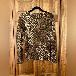 Women’s Slinky, Sparkly Leopard Print Long-sleeve Top, Approximately a Sz M